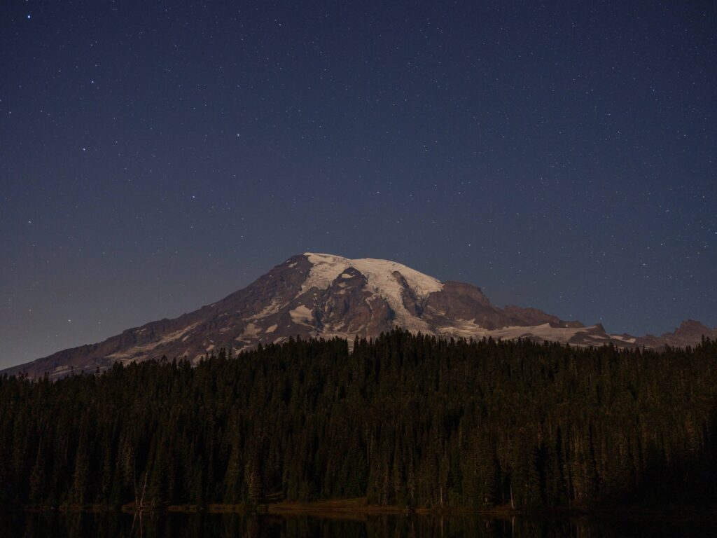 Mt Rainier At Night