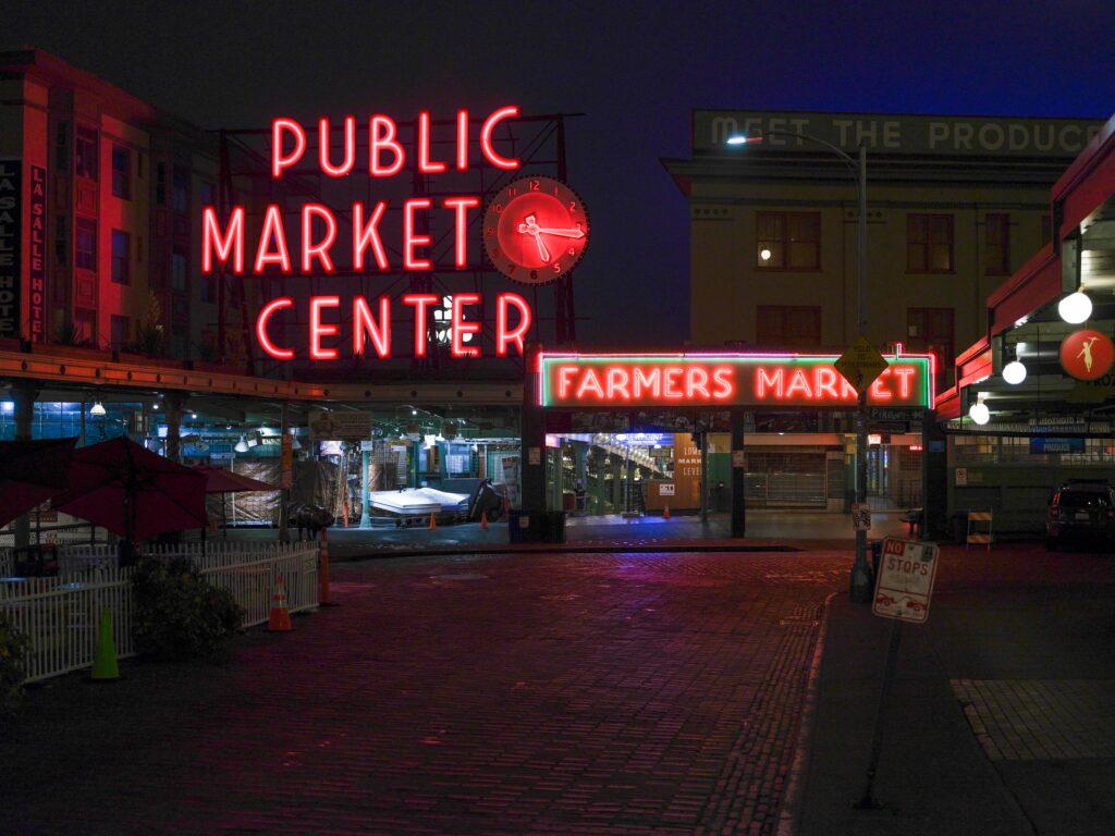 Pike Place Market At Night